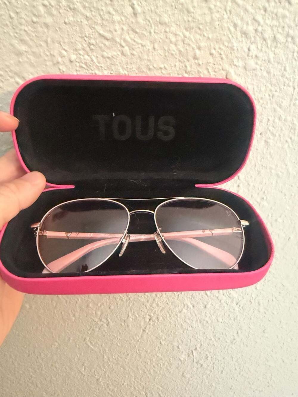TOUS STO437 Aviator Sunglasses with Pink Arms